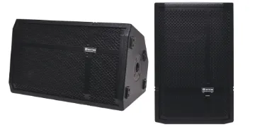 2 Way 12" 200W PA Pro Speaker Pair  This 2 Way 300mm (12") 150W PA Pro Speaker Pair is part of a new series by Biema. This new range has been engineered using the most advanced acoustic design software. The cabinets trapezoidal shape allows installation as a floor mount foldback configuration or on a speaker stand utilising the 35mm top hat recess in the base.