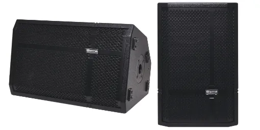 This 2 Way 300mm (12") 150W PA Pro Speaker Pair is part of a new series by Biema. This new range has been engineered using the most advanced acoustic design software. The cabinets trapezoidal shape allows installation as a floor mount foldback configuration or on a speaker stand utilising the 35mm top hat recess in the base. 