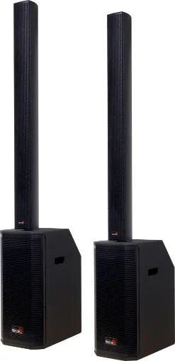 This 1200W PA column speaker system is a plug and play active speaker system ideal for small live shows, small parties, bands, musicians or anywhere foreground sound reinforcement is required.