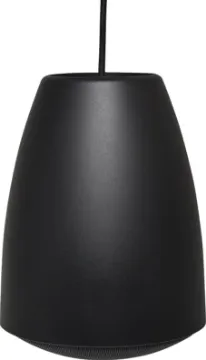 30W 100V Line Pendant Ceiling Speaker Black Designed for use where traditional ceiling mounted speakers are difficult or impractical to install. Used in such areas as very high raked, suspended, concrete, or exposed ceilings.