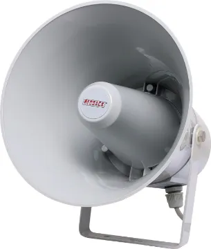 10W 100V Weather Proof IP66 Plastic PA Horn Speaker This range of IP66 rated weatherproof PA horn speakers are ideal for indoor or outdoor use. They feature marine grade aluminium mounting bracket and stainless steel fixings. Ideal for any outdoor public address requirements.