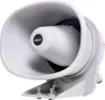 This horn is compact, lightweight, weatherproof and very efficient. The voice coil is wound on an aluminium bobbin providing effective heat transfer from the coil thereby improving the efficiency and reliability of the speaker.