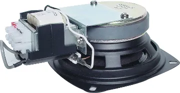 100mm (4") 5W 100V Low Profile Twin Cone EWIS PA Driver Speaker This custom designed speaker and transformer combination has been specifically engineered to ensure a wide frequency range and dispersion angle, plus a high sound pressure level (SPL) ensuring excellent music and speech intelligibility; which is h
