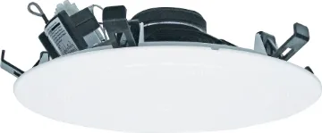 200mm (8") 5W 100V White EWIS One-Shot Ceiling Speaker Super fast installation & excellent speech intelligibility. Redback "One-Shot" speaker units install in seconds. They simply snap fit to any 10-13mm thickness ceiling by means of the integral pressure clips. The labour cost savings fo