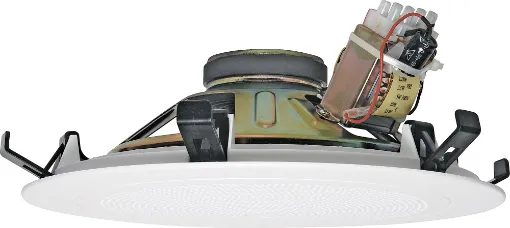 Redback "One-Shot" speaker assemblies install in seconds. They simply snap fit to any 10-13mm thickness ceiling by means of the integral pressure clips. The labour cost savings for the pro sound installer are both obvious and substantial.