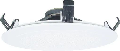 Redback "One-Shot" speaker assemblies install in seconds. They simply snap fit to any 10-13mm thickness ceiling by means of the integral pressure clips. The labour cost savings for the pro sound installer are both obvious and substantial. 