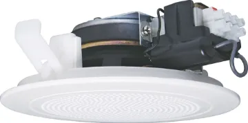 100mm (4") 5W 100V White Low Profile One-Shot Ceiling Speaker Super fast installation & excellent speech intelligibility. Redback "One-Shot" speaker units install in seconds. They simply snap fit to any 10-13mm thickness ceiling by means of the integral pressure clips. The labour cost savings fo
