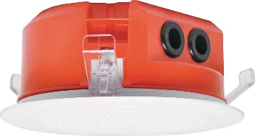 100mm 100V 5W Ceiling EWIS Speaker White Grille Version of C 2160 with rubber grommets instead of cable glands. Designed to meet AS ISO7240.24:2018. A lower profile version of the C 2170. At only 65mm overall height, these models are ideal for low profile ceiling spaces.