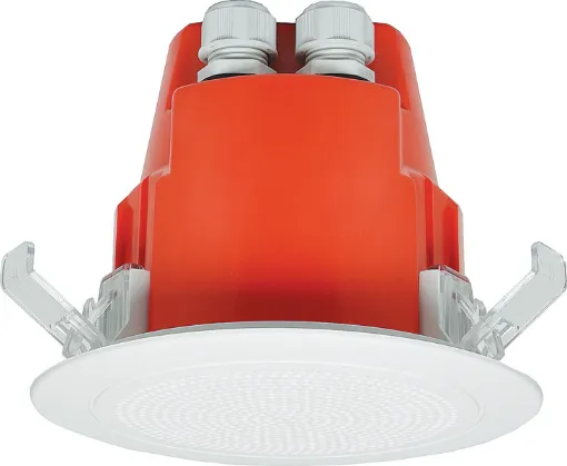 Designed to meet AS ISO 7240.24:2018. Considerable development and has been put into this fire announcement system approved version of our popular One-Shot 'Rat-Trap' speaker. Flame retardent design with tuned PA driver to suit the latest approval requirements.