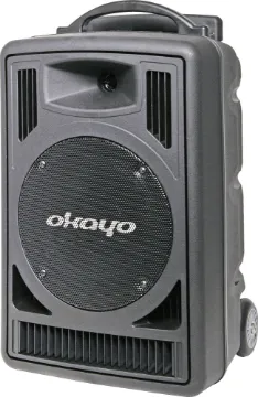 120W 520-544MHz Dual UHF Wireless Portable PA System With an output of 120W, this new release from Okayo is an excellent choice for addressing large crowds up to 500 or more. The cabinet is moulded from industrial grade ABS plastic ensuring long life and the ability to absorb day-to-day wear and tear.