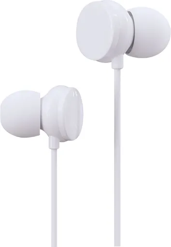 Lightweight universal earphones with in-line microphone and level controller.