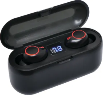 Bluetooth® 5.0 True Wireless Earbuds Bluetooth 5.0 offers superior range (up to 10m) & audio quality - plus automatic connection.  Sweat resistant and light weight design makes these buds great for exercise. 3-4hrs of listening time. Includes charging case (provides 2 recharges), replacement earbuds and USB charging cable.