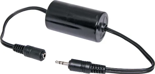A very handy 2 channel inline transformer coupler enabling the interconnection of audio modules without introducing hum and buzz, etc. 
uses stereo 3.5mm connections
