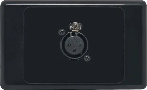 3pin XLR microphone connector mounted horizontally on a HPM wall plate. "One-Shot" version with screw terminal connections for quick and easy connection on site. 