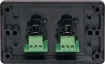 Dual 3pin XLR microphone connectors mounted horizontally on a dual face wall plate. &quotOne-Shot&quot version with screw terminal connections for quick and easy connection on site.