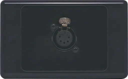 5pin XLR microphone connector mounted horizontally on a HPM wall plate. "One-Shot" version with screw terminal connections for quick and easy connection on site. 