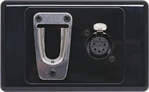 This 5 Pin XLR wall plate is fitted with a clip for holding supermarket style microphones (C0325 & C0326).