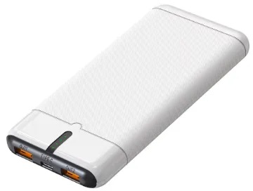 10000mAh USB C Power Delivery Battery Bank Offering both QuickCharge 3.0 charging and 18 Watt USB-C PD output, this 10,000mAh power bank will keep your devices charged up on the go.