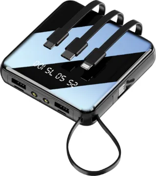 Multi Lead Battery Bank 12000mAh Charge any device, anywhere.  This high capacity 12000mAh battery bank has charging cables in-built for USB C, Micro USB and Apple Lightning equipped devices. It even includes the recharging cable!