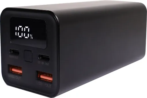 This 20,000mAh battery bank offers high output Power Delivery (PD) allowing users the ablity to charge a range of devices. It features an aluminium casing with power capacity LCD readout. Dual USB type A outputs as well as dual USB C PD outputs.