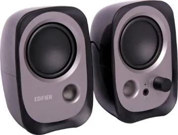 Edifier R12U USB Desktop Speakers These USB powered desktop speakers offer excellent performance from a compact package. 3.5mm headphone output, plus 3.5mm aux input for connecting to external playback devices. Size: 81W x 118H x 70Dmm.