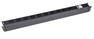 10 Outlet Vertical IEC C14 Input PDU 10 Outlet Vertical Power Rail (10A IEC C13) with 6KA C-Curve Circuit Breaker. Integrated 2m power cord (10A IEC C14) 0RU. Colour Black.