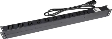10 Outlet Vertical IEC C20 Input PDU 10 Outlet Vertical Power Rail (10A IEC C20) with 6KA C-Curve Circuit Breaker. Integrated 2m power cord (10A IEC C20) 0RU. Colour Black.
