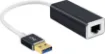 Converts a USB3.0 port into an RJ45 ethernet port for network connection.