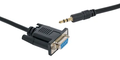 Converts 3.5mm Jack plug to a 9 pin RS232 Converter. Suits A 3082.