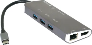 USB 3.1 Type C 8 in 1 Multi Hub A compact hub providing connection for an external monitor via HDMI up to 4K @ 30Hz. Connects to USB type C devices and provides connection for external peripherals via 3 x USB 3.0 ports, SD card slot, Micro SD card slot, gigabit wired ethernet port and external monitor connection via HDMI.