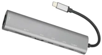 USB 3.2 Gen 1 Type C 7 In 1 Multi Hub This multi hub provides connection for an external monitor via HDMI up to 4K @ 30Hz and additional peripherals in a compact design. 100W PD passthrough.