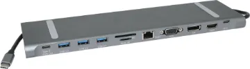 USB 3.1 Type C 13 in 1 Laptop Docking Station Hub A handy USB C type laptop docking station hub with all the connections you need for working from home.  A must have for anyone using their work laptop with a monitor at home or for families with a single desk for multiple laptops.