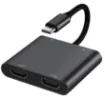 This handy hub features USB C connection to your laptop and provides 2 x HDMI 4K ports, 1 x USB C port and 1 x USB A port. Provides PD pass through charging up to 100W. 