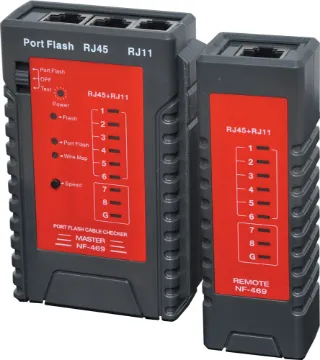 Cable Tester For Networks With Port Flash Next time you need to check your cables to ensure you will never again have a faulty cable on your network. Instantly displays the status of all cable conductors (shorted pins, straight or crossover cable identification). Makes it easy to troubleshoot connections. Suits most common network configurations.