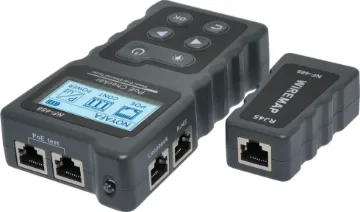 Power Over Ethernet (PoE) Tester Allows you to test the conditions of 802.3af/at standard and non-standard PoE cabling and ports on PoE equipment. Tests for power supply voltage, polarity and crossover mode, plus displays power consumption of connected DC devices such as cameras or other PoE enabled IoT products.