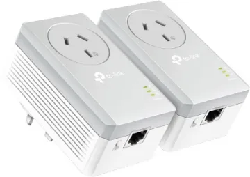 TL-PA4010P-KIT  Ethernet Over Power Adapter Pair 500Mbps HomePlug AV standard compliant, high-speed data transfer rate of up to 500Mbps, ideal for HD video streaming and online gaming
Integrated power socket to allow additional devices access to power
Mains Filter for better powerline communication performance