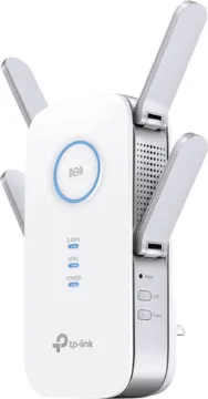 TL-RE650 1733Mbps Universal Wifi Range Extender Easy to use plug in high power dual band AC (2.4GHz/5.8GHz) wireless extenders for situations requiring increased bandwidth or distance. Operates as a relay station between your existing wireless AP or router & your Wi-Fi equipped device.