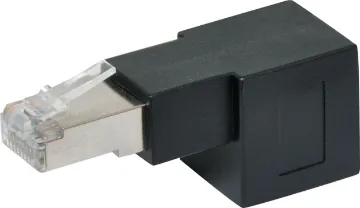 RJ45 Cat6A Right Angle 90° Up Adaptor Allows top entry for RJ45 modular patch cables. Cat6A.
