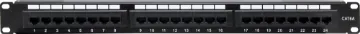24 Port 1RU Cat6A Patch Panel This 1RU panel is fitted with 24 RJ45 Keystone jack ports and features numbered outlets for easy identification. Black finish.  Includes rear cable support bar.