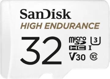 High Endurance microSD Card 32GB The SanDisk High Endurance microSD Card 32GB gives you the peace of mind that your dash cam, home monitoring or security system will capture crucial footage when it happens, recording and re-recording worry-free.