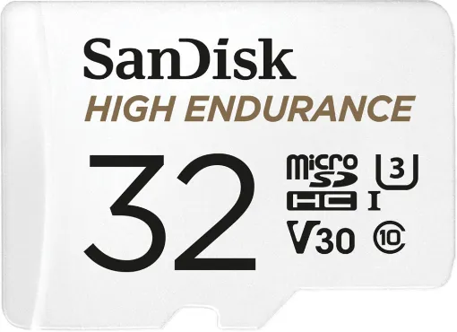 The SanDisk High Endurance microSD Card 32GB gives you the peace of mind that your dash cam, home monitoring or security system will capture crucial footage when it happens, recording and re-recording worry-free.