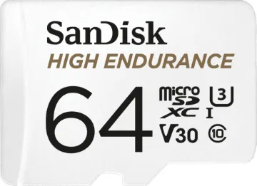 High Endurance microSD Card 64GB The SanDisk High Endurance microSD Card 64GB gives you the peace of mind that your dash cam, home monitoring or security system will capture crucial footage when it happens, recording and re-recording worry-free.