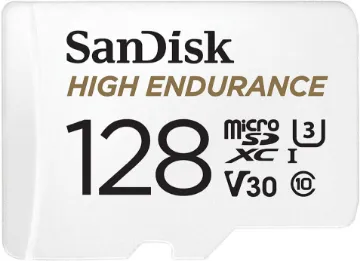 High Endurance microSD Card 128GB The SanDisk High Endurance microSD Card 128GB gives you the peace of mind that your dash cam, home monitoring or security system will capture crucial footage when it happens, recording and re-recording worry-free.