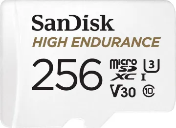 High Endurance microSD Card 256GB The SanDisk High Endurance microSD Card 256GB gives you the peace of mind that your dash cam, home monitoring or security system will capture crucial footage when it happens, recording and re-recording worry-free.