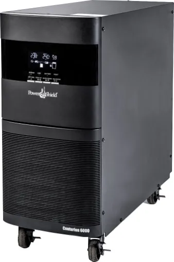 For critical loads the PowerShield PSCE6000 Centurion offers the best protection against all potential power disruptions and anomalies. This UPS takes the mains power in AC, converts it to DC and then converts the DC back to AC to feed your equipment. 