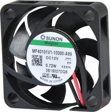 40mm 12VDC Maglev Bearing Cooling Fan Sunon MF40101V1-1000U-A99. A 12V DC 40mm Sunon Maglev/Vapo Bearing Cooling Fan with thermoplastic frame.
