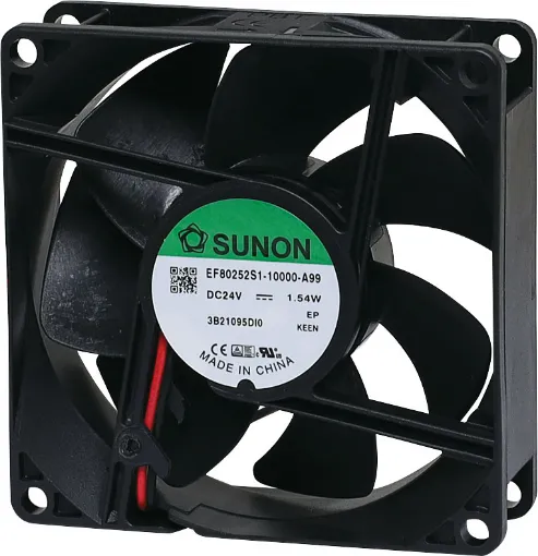 Sunon EF80252S1-1000U-A99. A 24V DC 80mm Sunon Sleeve Bearing Cooling Fan with thermoplastic frame. 