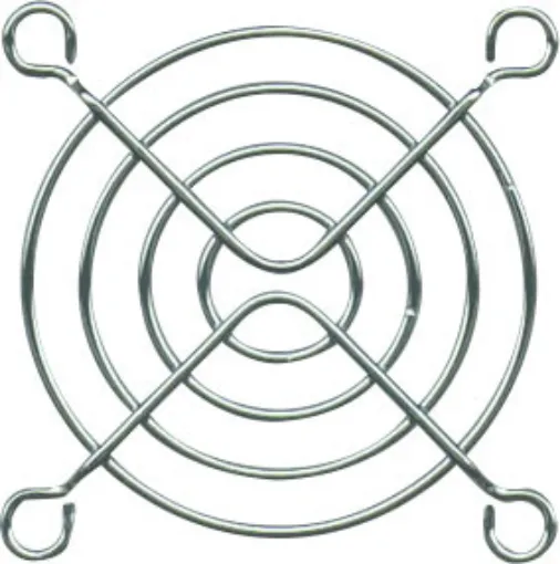 Robust metal grill designed to prevent accidental contact with rotating fan blades. Simply fixes to the chassis via the fan mounting bolts.