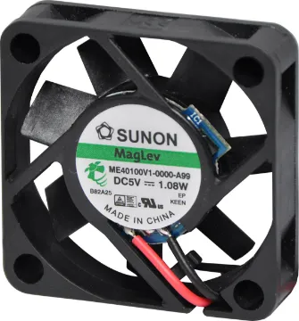 40mm 5VDC Maglev Bearing Cooling Fan Sunon MF40100V1-1000U-A99. A 5V DC 40mm Sunon Maglev/Vapo Bearing Cooling Fan with thermoplastic frame.