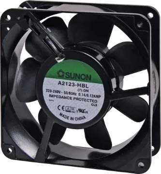 120mm 240VAC Ball Bearing Cooling Fan Sunon A2123-HBL.(7).GN. A 240V AC 120mm Sunon Ball Bearing Cooling Fan with diecast aluminium frame.